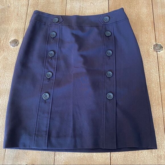 Ann Taylor Dresses & Skirts - ANN TAYLOR navy lined buttons decor skirt 6